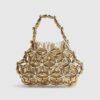 Gold Flower Beaded Clutch Bag