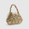 Gold Flower Beaded Clutch Bag