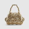 Gold Flower Beaded Clutch Bag