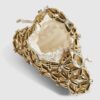 Gold Flower Beaded Clutch Bag