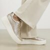 Gold Lace Up Flatform Trainers