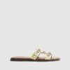 Gold Leather Studded Flat Sandals