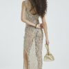 Gold Metallic Knit Maxi Dress
