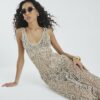 Gold Metallic Knit Maxi Dress
