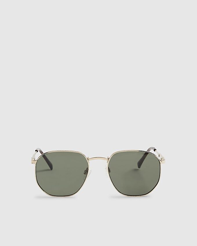 Gold Monogram Hexagon Smoke Lens Sunglasses