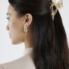 Gold Pearl Bow Claw Hair Clip