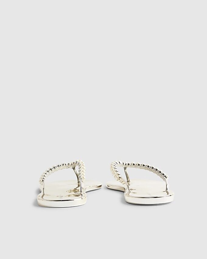 Gold Pearl Thong Jelly Flip Flops