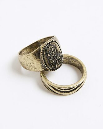 Gold Rose Burnished Pack Of 3 Rings