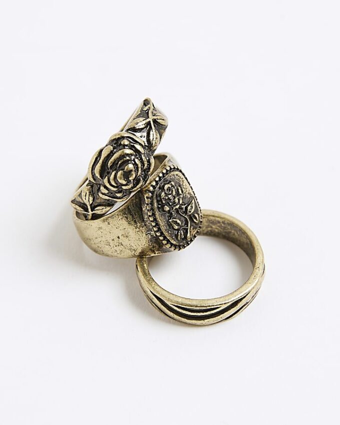 Gold Rose Burnished Pack Of 3 Rings