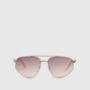 Gold Rounded Metal Aviator Sunglasses