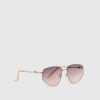 Gold Rounded Metal Aviator Sunglasses