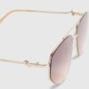 Gold Rounded Metal Aviator Sunglasses