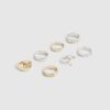 Gold Silver Metal Multi Pack Of 7 Rings
