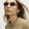 Gold Slim Metal Hexagon Sunglasses