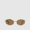 Gold Slim Metal Hexagon Sunglasses