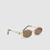 Gold Slim Metal Hexagon Sunglasses