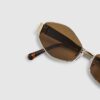 Gold Slim Metal Hexagon Sunglasses