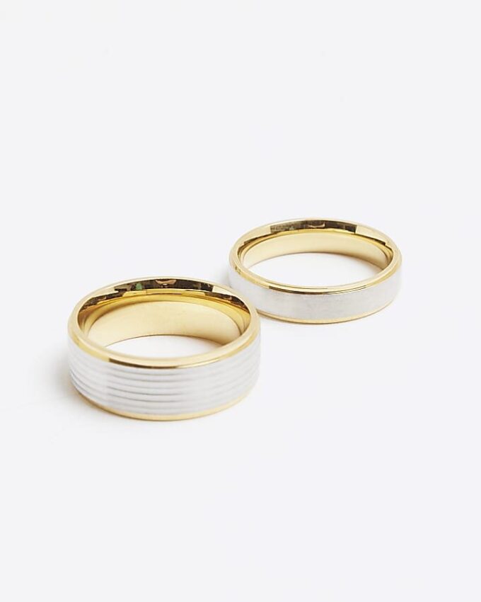 Gold Steel Rings Pack of 2