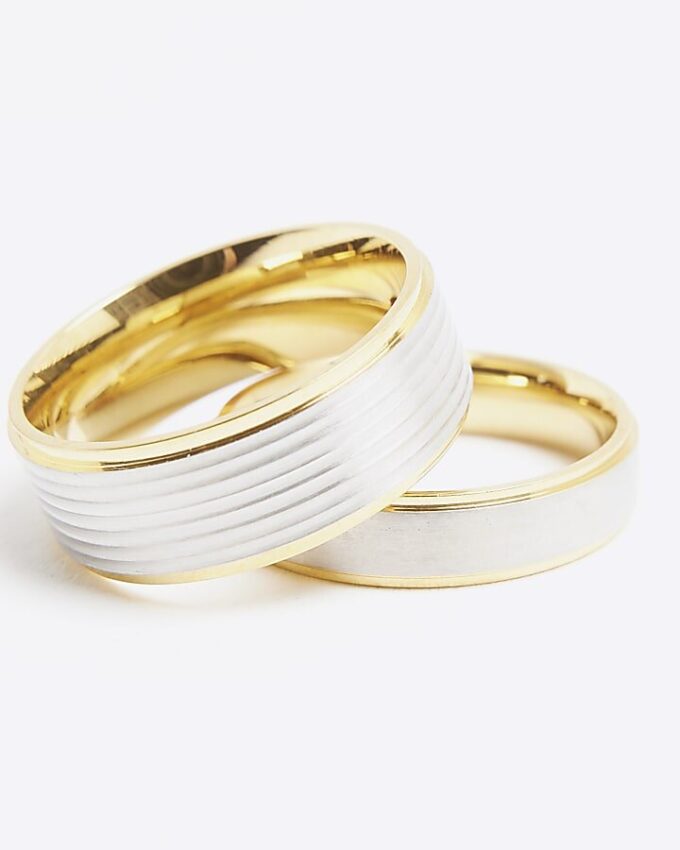 Gold Steel Rings Pack of 2