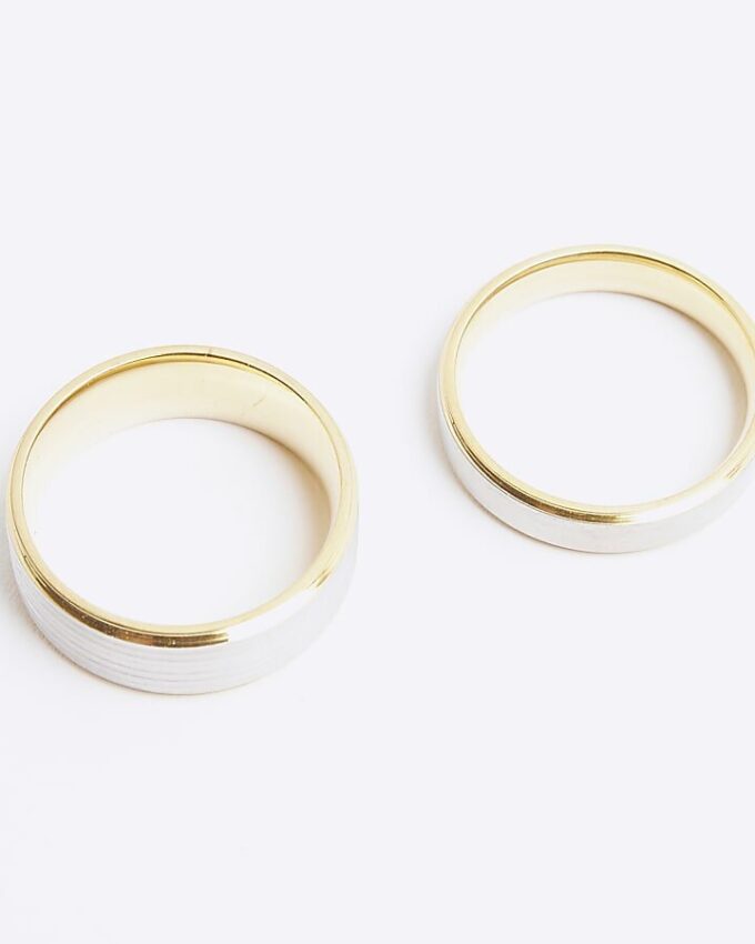 Gold Steel Rings Pack of 2