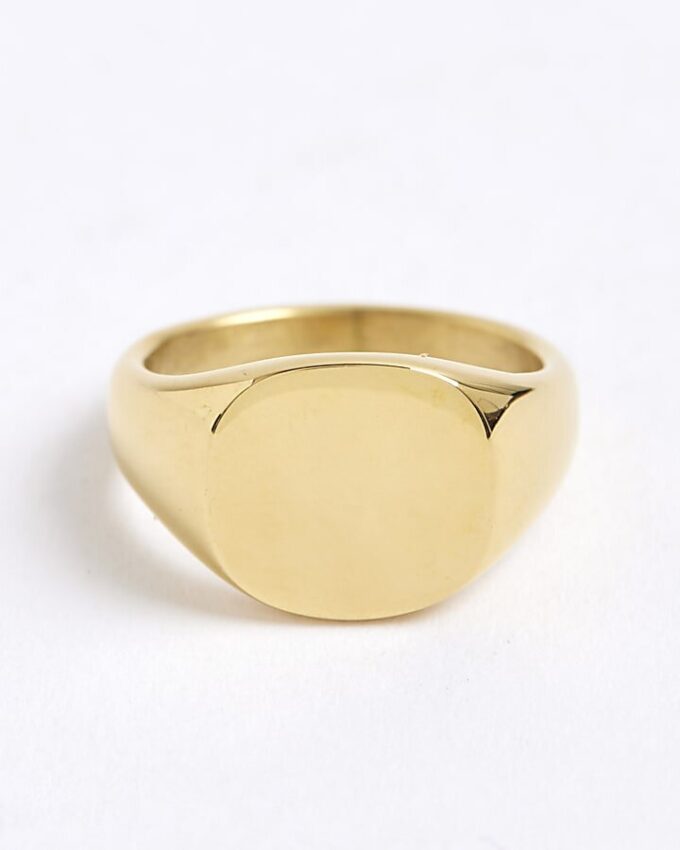 Gold Steel Signet Ring