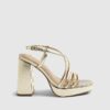 Gold Wide Fit Platform Heeled Sandals