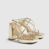 Gold Wide Fit Platform Heeled Sandals