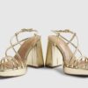 Gold Wide Fit Platform Heeled Sandals