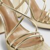 Gold Wide Fit Platform Heeled Sandals