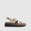 Gold Wide Fit Woven Flatform Sandals