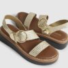Gold Wide Fit Woven Flatform Sandals