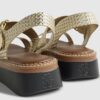 Gold Wide Fit Woven Flatform Sandals