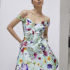Green 3D Floral Beaded Mini Dress