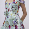 Green 3D Floral Beaded Mini Dress