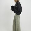 Green Denim Straight Leg Cargo Trousers