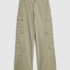Green Denim Straight Leg Cargo Trousers