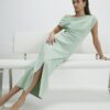 Green Drape Midi Dress
