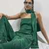 Green Embellished Scarf Bandeau Top
