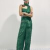 Green Embellished Wide Leg Trousers