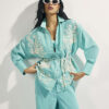 Green Embroidered Long Sleeve Beach Shirt