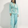 Green Embroidered Long Sleeve Beach Shirt
