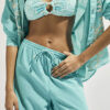 Green Embroidered Wide Leg Trousers