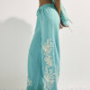 Green Embroidered Wide Leg Trousers