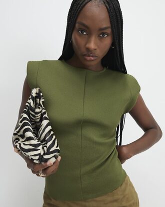 Green Fitted Knit Sleeveless Top