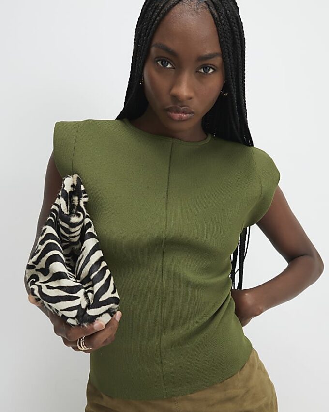 Green Fitted Knit Sleeveless Top