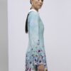 Green Floral Lace Trim Collared Mini Dress