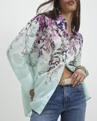 Green Floral Print Shirt