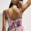 Green Floral Shirred Mini Beach Dress
