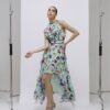 Green Floral Sleeveless Midi Dress