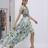 Green Floral Sleeveless Midi Dress
